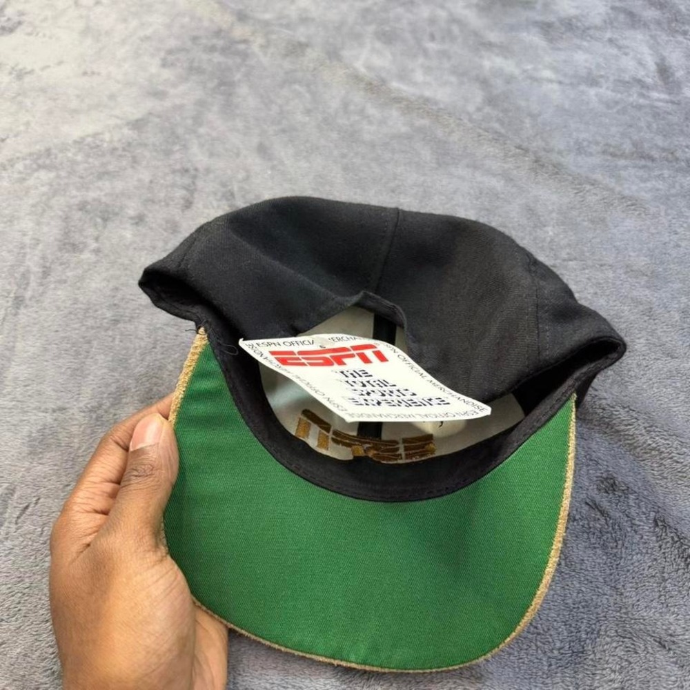 ESPN Hat One Size Black Tan Suede Brim Embroidered Snapback Vintage 90s NWT - Picture 6 of 6